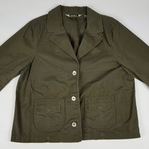 Eddie Bauer Green Khaki 3/4 Sleeve Button Up